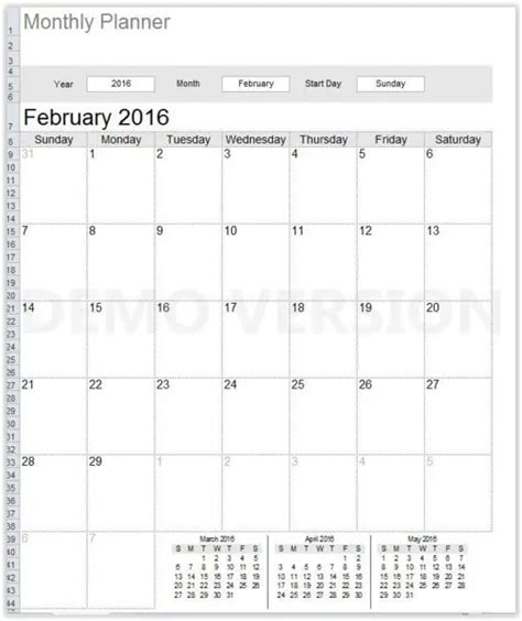 Simple Reusable Customizable Monthly Calendar Template For Ms Excel 5