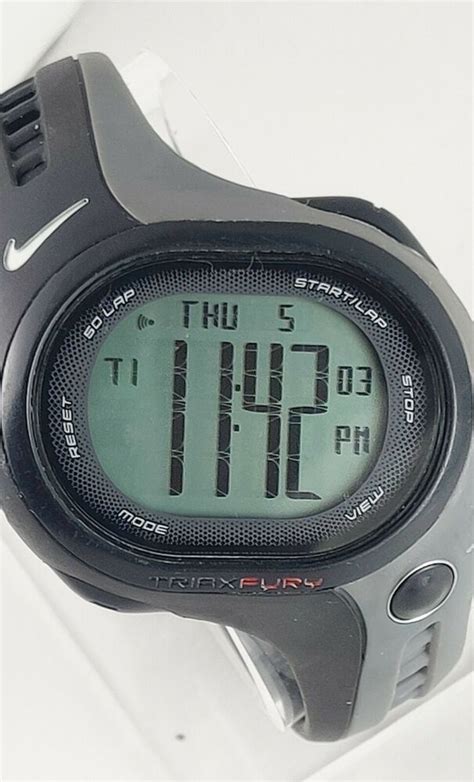 Nike Triax Fury Super 50 Mens Running Watch Wr0142 Black And Gray