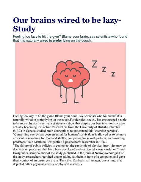 Ppt Our Brains Wired To Be Lazy Study Powerpoint Presentation Free