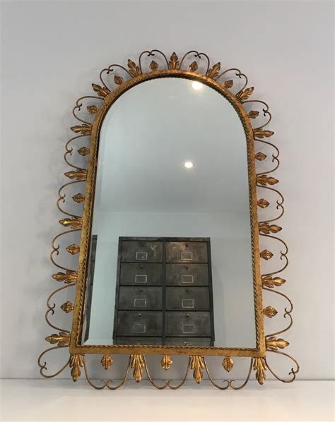 Wrought iron wall decor is easy to install and. Tall Gold Gilt Wrought Iron Rounded Mirror with Leaves Decor For Sale at 1stdibs