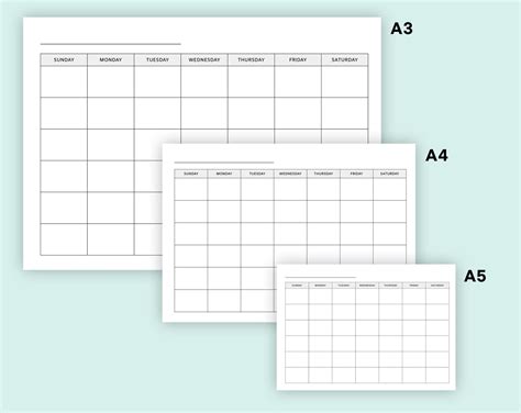 Printable Full Calendar Horizontal Lined Months Desk Etsy Download