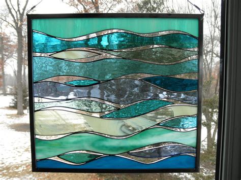 The beach scene stained glass measures 17.5 x 7.5. Stained glass panel, Stained glass, Stained glass panels