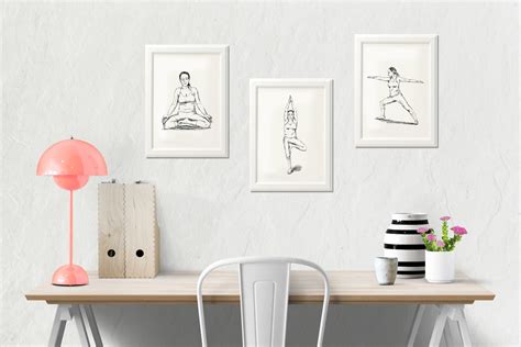 Printable Set Wall Art Set Of 3 Yoga Prints Yoga Art Art Etsy
