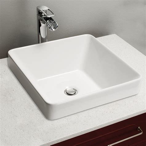 Foremost 15 34 Inch Square Semi Recessed Fireclay Vessel Sink White