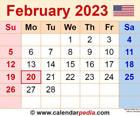 Feb 2023 Printable Calendar
