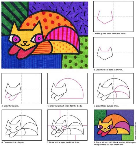 How To Draw A Cat In The Style Of Pop Artist Romero Britto