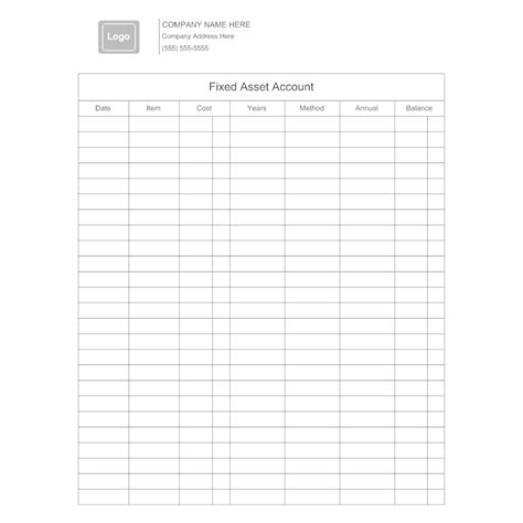Fixed Asset Account Form