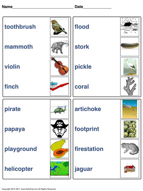 20 Matching Words To Pictures Worksheets Coo Worksheets