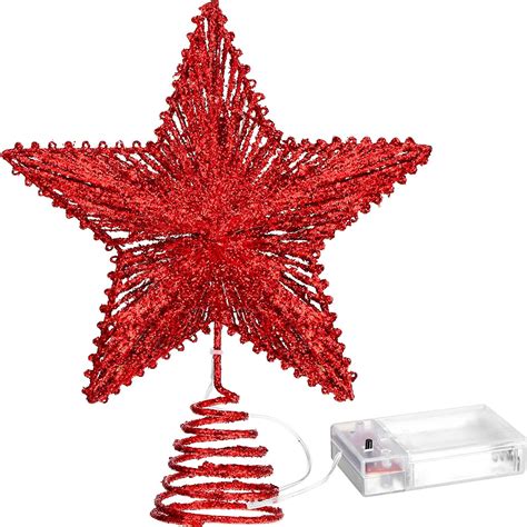 20 Light 10 Inches Christmas Star Tree Toppers Battery Operated Tree