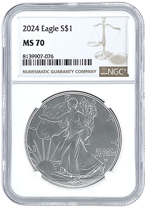2024 1oz Silver American Eagle Ngc Ms70 Brown Label