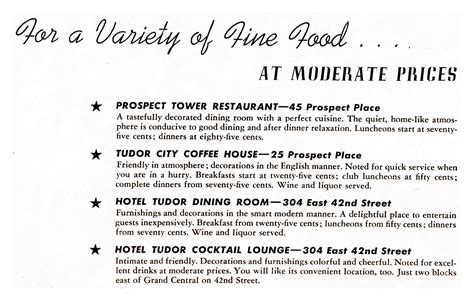 Tudor City Confidential Artifact The Restaurants Of Tudor City Flyer