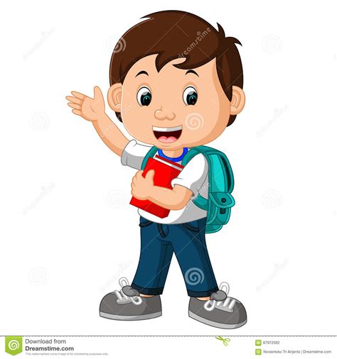 Boy With Backpacks Cartoon Stock Vector Illustration Of