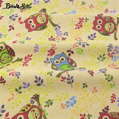 Booksew Textile Cotton Linen Fabric Lovely Owl Design Sewing Material For Tablecloth Bag Curtain