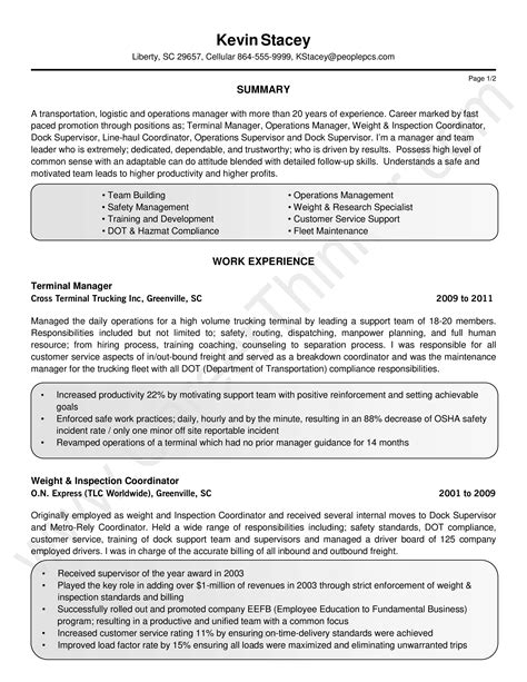 Service Manager Sample Resume Pia Shaw