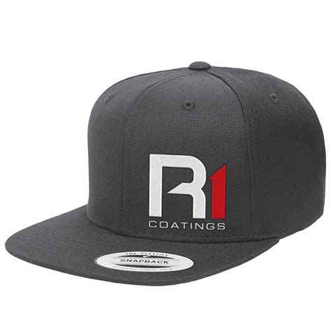 Grey Flat Bill Hat With Snap Back R1 Coatings