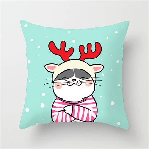 4444cm Cute Cartoon Cat Animal Printed Pillow Case Square Soft Durable