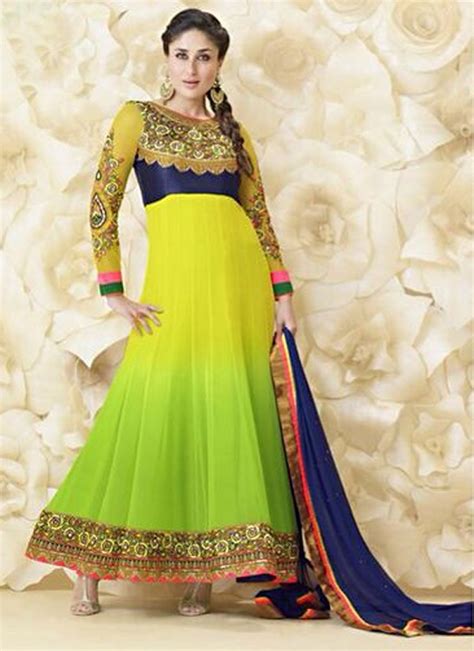 Kareena Kapoor Green And Blue Anarkali Salwar Suit