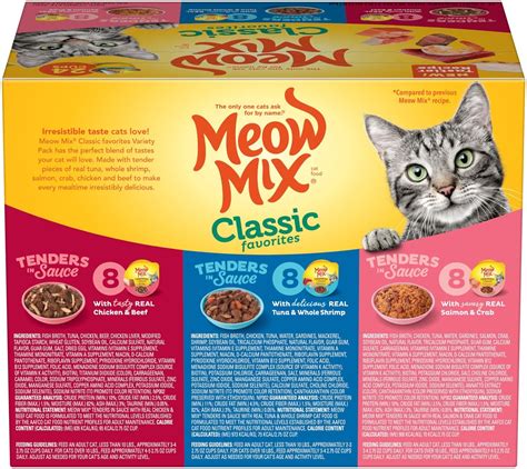 Meow Mix Classic Favorites Variety Pack Cat Food Trays 275 Oz Case