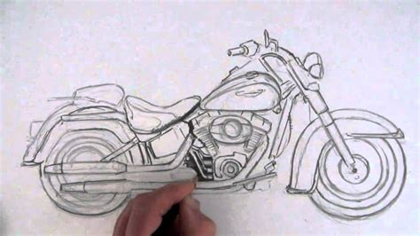 How To Draw A Motorcycle Harley Davidson Softail Youtube