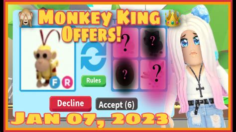 Current Monkey King Offers Jan 07 2023 Adoptme Roblox Youtube