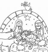 Nativity Coloring Scene Pages Christmas Printable Kids sketch template