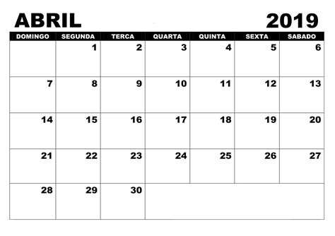 Calendario Abril 2019 Imprimir Plantilla Calendario C