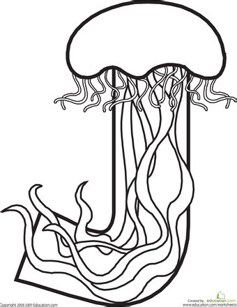 28 letter j coloring page printable. Color the Jellyfish Letter J | Education.com | Animal ...