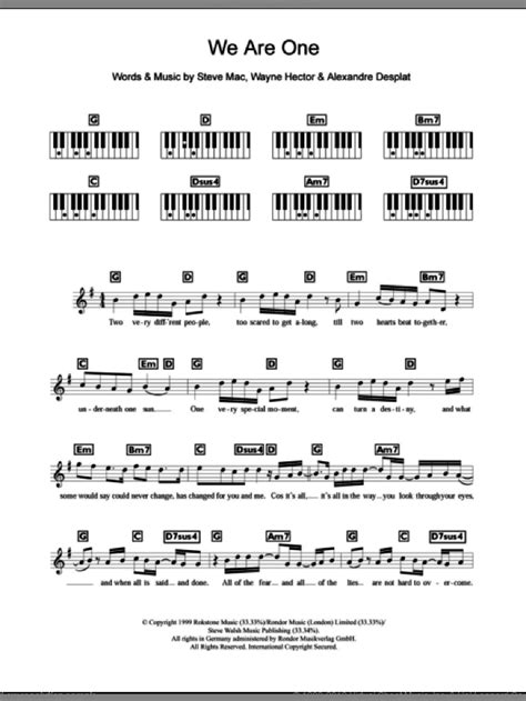 We Are One Sheet Music For Piano Solo Chords Lyrics Melody