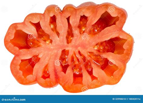 Tomato Cross Section Isolated On White Background Stock Photo Image