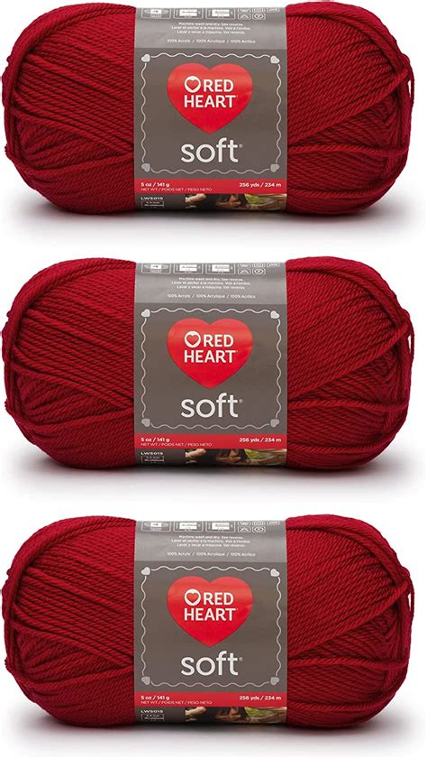 Red Heart Soft Yarn 3 Pack Really Red 3 Count Amazonca Home