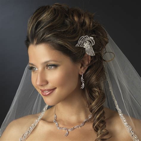 Antique Silver Clear Rhinestone Vintage Clip Elegant Bridal Hair