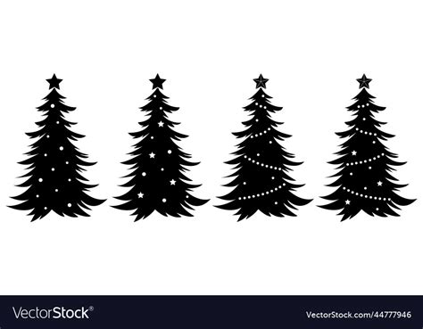 Set Of Christmas Trees With Decorations Royalty Free Vector