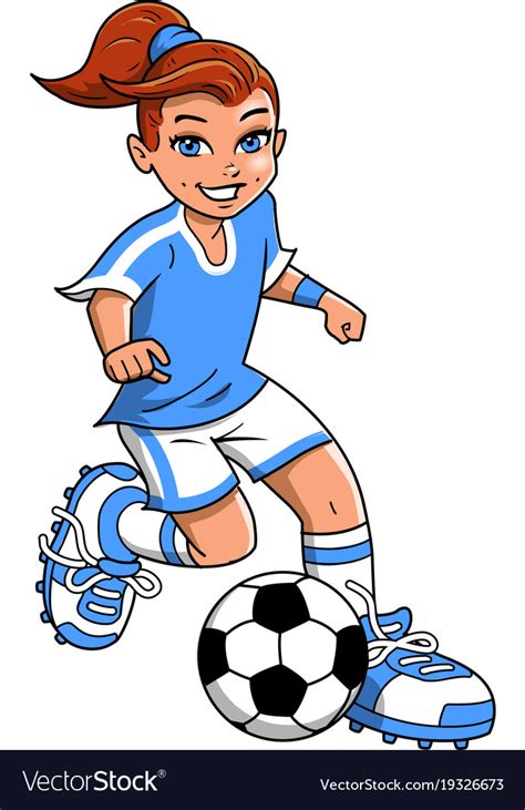 Soccer Football Girl Player Clipart Cartoon Vector Image