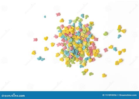 Candy Sprinkles Colorful Cake Sprinkles Scattered Over White