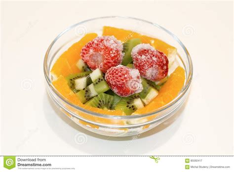 Glass Bowl With Fresh Fruit Stock Image Image Of Kiwi Piece 85592417