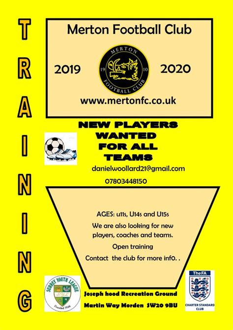 Youth Team Trials For 2019 2020 Season Merton Football Club