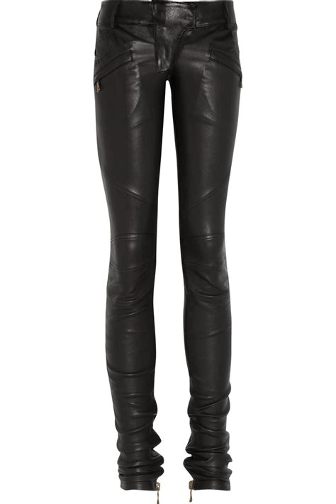 Balmain Leather Skinny Motocross Pants In Black Lyst