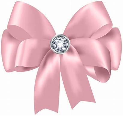 Bow Pink Diamond Clip Transparent Clipart Ribbons