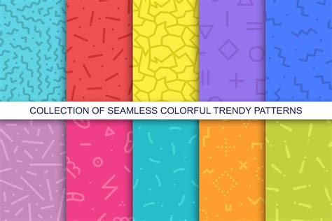 Colorful Seamless Trendy Patterns By Expressshop Thehungryjpeg
