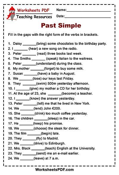 Simple Past Exercises For Revision Worksheet Free ESL Verb