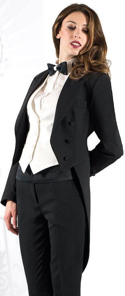 Dressed For Formal Occasion In Tuxedo And Bow Tie Coats For Women