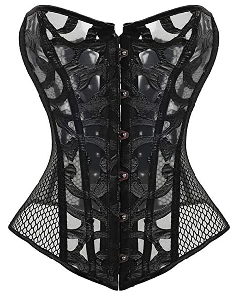 Women S Strapless Lace Hollow Mesh Push Up Bustier Corset Lingerie Amazon In Clothing