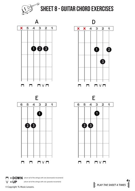 Sheet Beginners Guitar Chords Easy Reading Chord Exercise Guitar Chords Guitar For