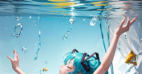 Hatsune Miku Vocaloid Underwater 初音ミク Pixiv