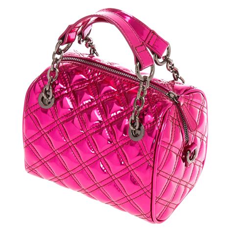 Metallic Pink Quilted Mini Crossbody Duffle Bag Claires Us
