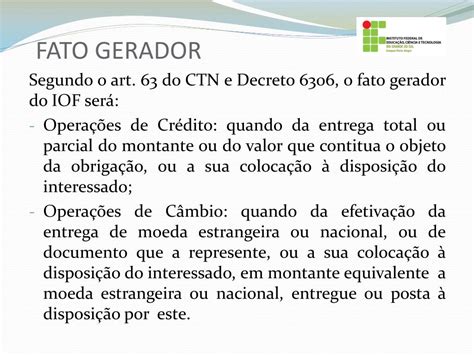 Fatos Geradores Do Iof