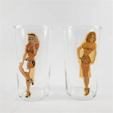 Vintage Peek A Boo Glasses Set Of 2 Pin Up Girls Burlesque Federal 1940’s Ebay