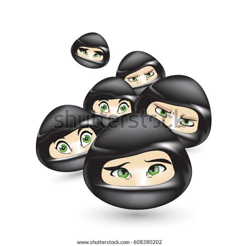 Emoji Ninja Icons Stock Vector Royalty Free 608380202