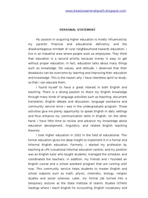 Personal Statement | PDF | English Language | Teachers