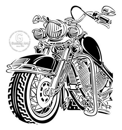 Harley Davidson Road King Motorcycle Drawing Silhouette Stencil